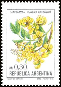 Stamp, Flor de Carnaval (Cassia carnaval), Argentina,  , Flowers, Plants (Flora)