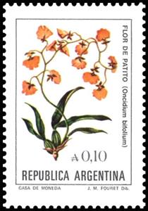 Stamp, Flor de Patito (Oncidium bifolium), Argentina,  , Flowers, Plants (Flora)