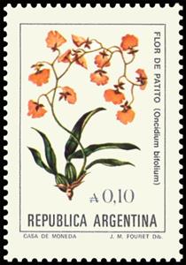 Stamp, Flor de Patito (Oncidium bifolium), Argentina,  , Flowers, Plants (Flora)