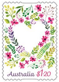 Stamp, Floral Heart, Australia,  , Flowers, Hearts