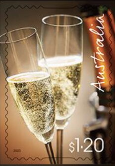 Stamp, Flutes of Champagne, Australia,  , Glass and Earthenware, Wine