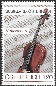 Stamp, Violoncello, Austria,  , Music, Musical Instruments