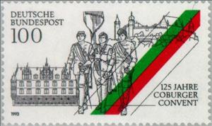 Stamp, Convention Coburg, Germany, Federal Republic,  , Flags, City Halls, Anniversaries and Jubilees