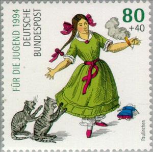 Stamp, Paulinchen, Germany, Federal Republic,  , Mammals, Authors, Books, Cats, Fairy Tales, Children, Animals (Fauna)