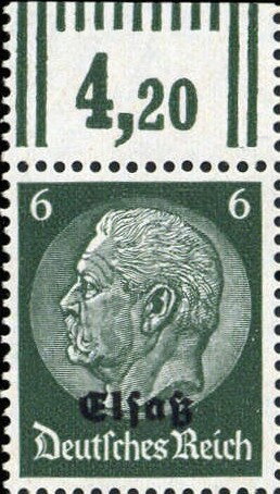 Overprint ELSASS Over Hindenburg