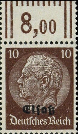 Overprint ELSASS Over Hindenburg