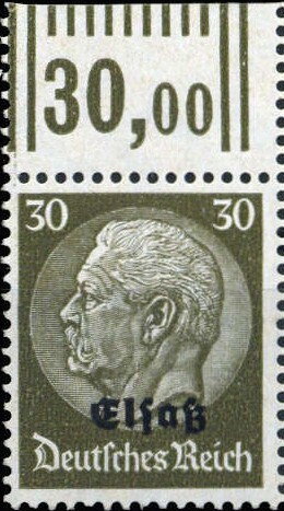 Overprint ELSASS Over Hindenburg