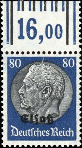 Overprint ELSASS Over Hindenburg