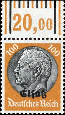 Overprint ELSASS Over Hindenburg