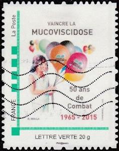 Stamp, 50 years combat Mucovisidose Cystic Fibrosis 1965-2015, France,  , Healthcare
