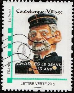 Stamp, Coudekerque Village Charles Le Geant 15 years, France,  , Statues