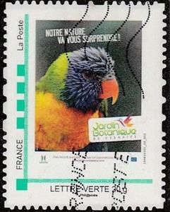 Stamp, Jardin Botanique de Geshaies, France,  , Animals (Fauna), Birds, Parrots