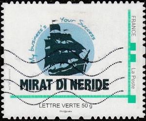 Stamp, Mirat di Neride My Business is your success, France,  , Businessman, Internet, Logos, Sailing Ships, Ships