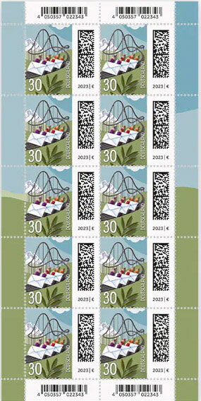 Full Pane, Letters on Roller Coaster, Germany, Federal Republic,  , Letters (Mail)