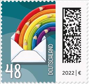 Stamp, Rainbow of Pencils in Envelope, Germany, Federal Republic,  , Letters (Mail), Rainbows