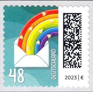 Stamp, Rainbow of Pencils in Envelope, Germany, Federal Republic,  , Letters (Mail), Rainbows