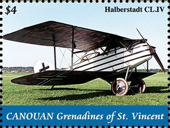 Stamp, Halberstadt CL.IV, Grenadines of St. Vincent, Canouan,  , Aircraft, Aviation, First World War