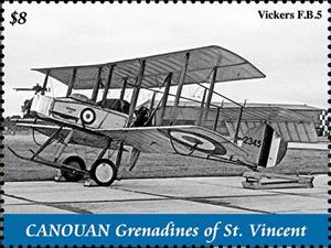 Stamp, Vickers F.B.5, Grenadines of St. Vincent, Canouan,  , Aircraft, Aviation, First World War