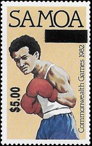 Stamp, Boxing Surcharged, Samoa,  , Boxing, Sports