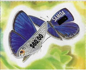 Stamp, Dark Cerulean (Jamides bochus) Surcharged, Samoa,  , Animals (Fauna), Butterflies, Insects
