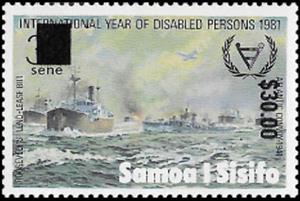 Stamp, Roosevelt's Lend-Lease Bill, Ships at Sea Surcharged, Samoa,  , Disabled, Heads of State, International Years