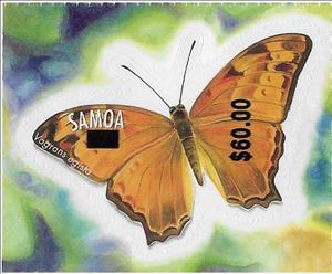 Stamp, Vagrant (Vagrans egista) Surcharged, Samoa,  , Animals (Fauna), Butterflies, Insects