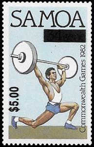 Stamp, Weightlifting Surcharged, Samoa,  , Sports, Weightlifting