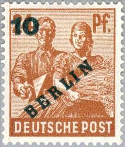 Stamp, Bricklayer and farmer lady, Berlin,  , Agriculture, Professions, Crafts