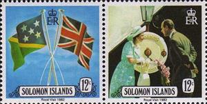 Se-tenant, Royal Visit, Solomon Islands,  , Famous People, Flags, Heads of State, Princes, Queens, Royalty