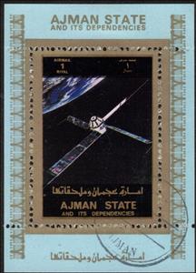 Souvenir Sheet, Satellite, Ajman,  , Outer Space, Satellites, Space Traveling