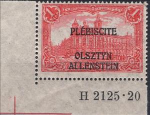 Stamp with Collectible Margin, Vote in East Prussia, Allenstein,  , Buildings, Post Offices