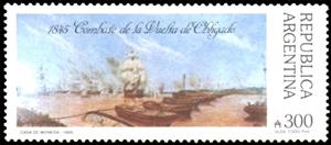 Stamp, Battle at Vuelta de Obligado, Argentina,  , Naval Battles, Warships