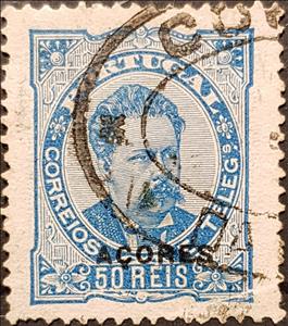Stamp, King Luis I - overprinted ACORES, Azores,  , Famous People, Heads of State, Kings, Men, Royalty