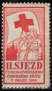 Stamp, 2nd Congress of the Czechoslovak Red Cross, Cinderellas,  , Flags, Red Cross and Red Crescent, Women