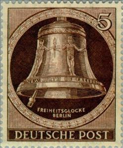 Stamp, Liberty Bell, clapper left, Berlin,  , Music, Musical Instruments