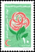 Stylised rose with petals of red crescents