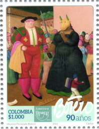 Stamp, UPAEP 2022 : Art of Fernando Botero, Colombia,  , Art, U.P.A.E.P.