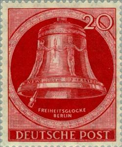 Stamp, Liberty Bell, clapper left, Berlin,  , Music, Musical Instruments