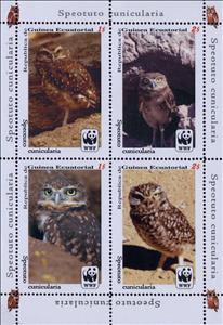 Mini Sheet, Owls, Equatorial Guinea,  , Animals (Fauna), Birds, Owls