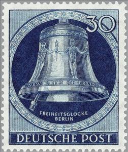 Stamp, Liberty Bell, clapper left, Berlin,  , Music, Musical Instruments