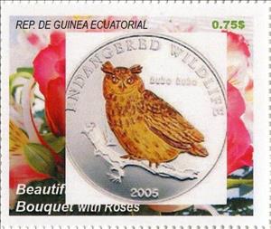 Stamp, Owls, Equatorial Guinea,  , Animals (Fauna), Birds, Owls