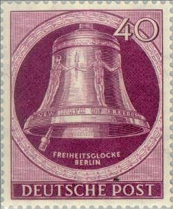 Stamp, Liberty Bell, clapper left, Berlin,  , Music, Musical Instruments