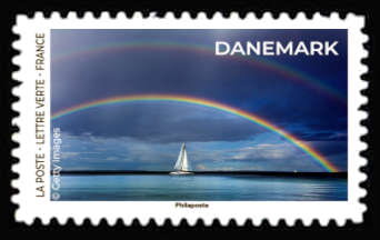 Stamp, Rainbow, Denmark, France,  , Landscapes, Rainbows