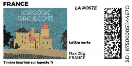 Stamp, Bourgogne Franche Comte. Redesign, France,  , Castles