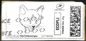 Stamp, Cat 6, France,  , Animals (Fauna), Cartoons, Cats, Mammals
