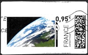 Stamp, Earth 3, France,  , Globes, Planets