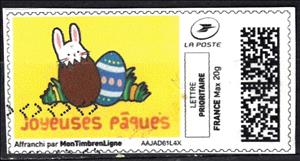 Stamp, Happy Easter Joyeuse Paques 3, France,  , Easter, Eggs