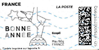 Happy new year Bonne Annee bird ball in black