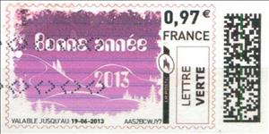 Stamp, New Year. Bonnes Annee 2013. pink, France,  , New Year