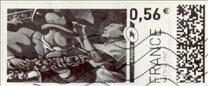 Stamp, Sax player in black, France,  , Music, Musical Instruments, Musicians